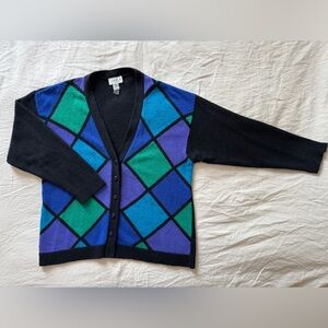 Vintage Erika II Black Knit Silk and Wool Blend Sweater Size 2x